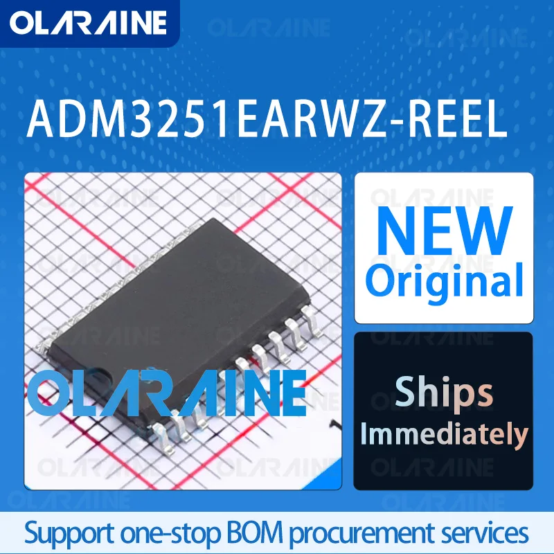 1/5/10Pcs ADM3251EARWZ-REEL SOIC-20 original ic chip Digital isolators RoHS 1 Channel Data rate 460 kbit/s Voltage -5.5 V