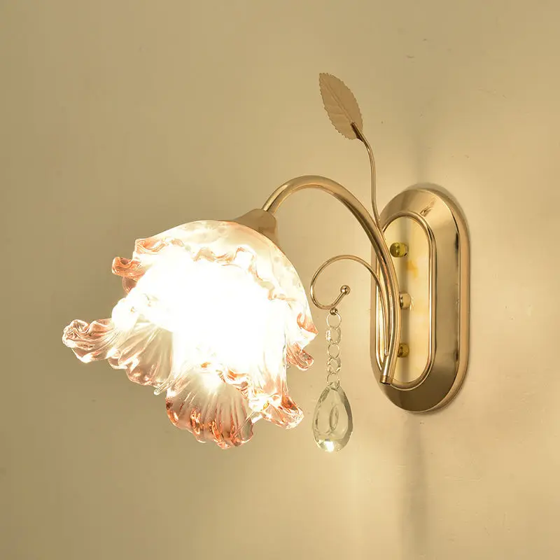 

Wall lamp bedroom bedside lamp retro light luxury living room background wall fishing flower staircorridor hotel restaurant lamp