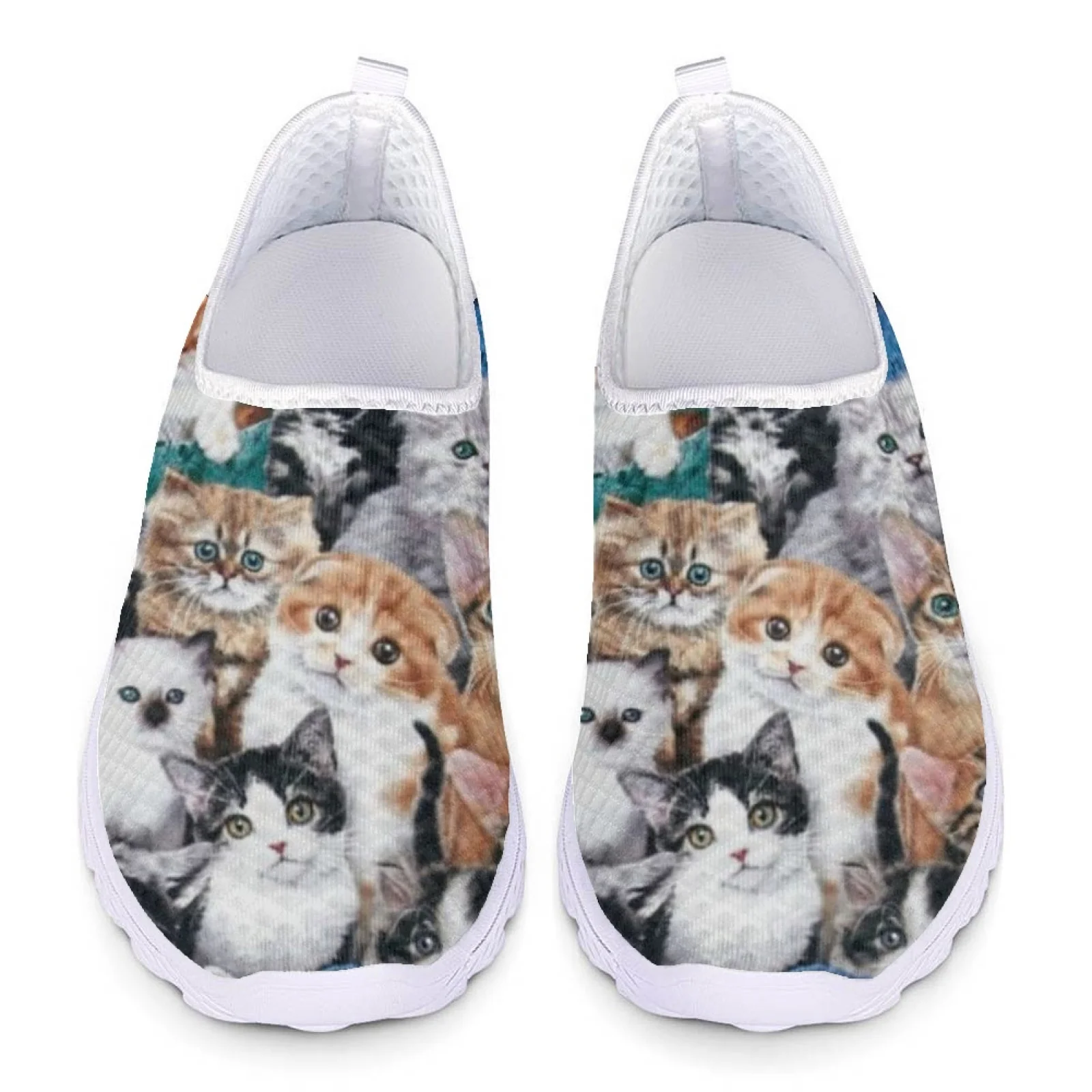 Cute Cat Puzzle Pattern Loafers Women Casual Shoes Summer Large Size Sneakers for Woman Spring Flats Girls Slip On Ladies Shoes