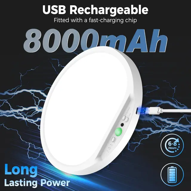 Rechargeable Motion Sensor Ceiling Light with Remote, 5 Color Magnetic Wireless Ceiling Light Battery Powered, Dimmable, Timer, 2