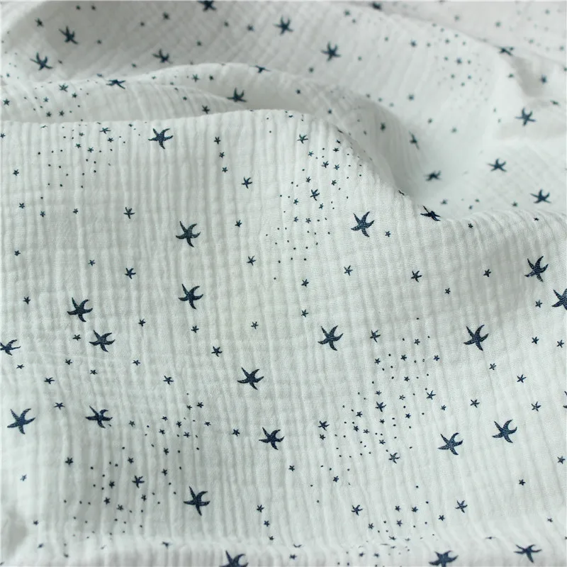 135cm X50cm High Quality Soft Thin Double Crepe star Texture Cotton Fabric, Make Shirt, Dress, Underwear, Cloth 160g/m