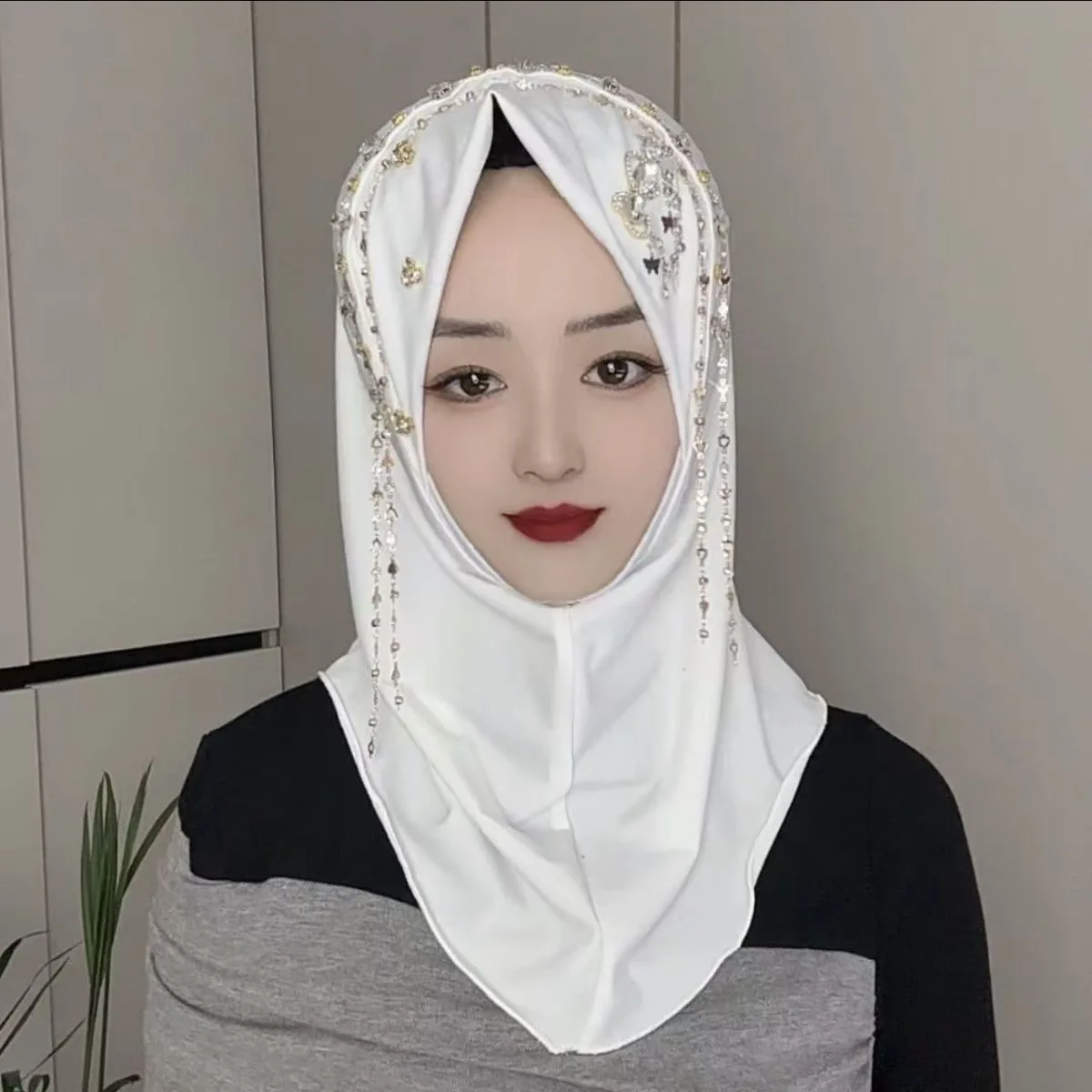 Hijab Muslim Women Shawl Headscarf Freeshipping Luxury Tassels Scarf Malaysia Prayer Kufi Islam Saudi Arabia Fashion Pearl 05282