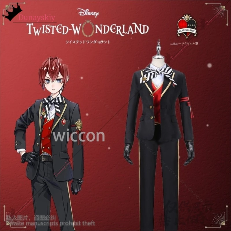 Anime Game Riddle Rosehearts Cosplay Costume Adult Wig Headwear Twisted-Wonderland DK Uniform Halloween Christmas Cos Customized