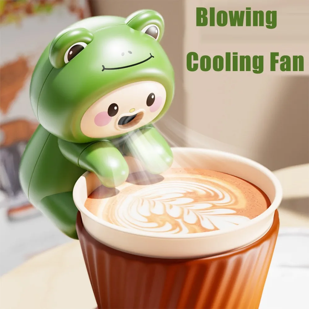 Cute Animal Cooling Fan Coffee Cooler Cup Clip Portable Desktop Hot Water Blower Summer Office Desktop Cooler Fan