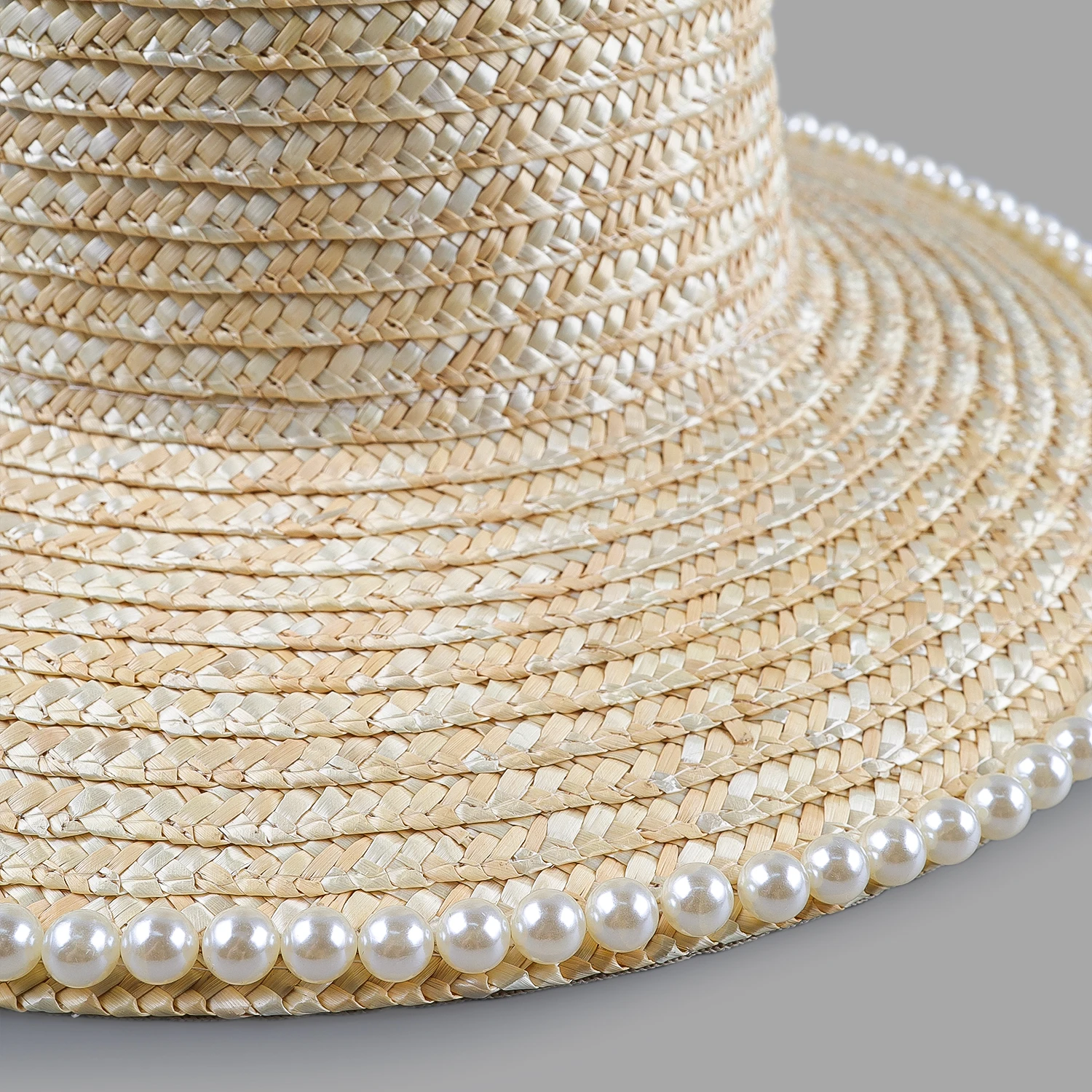 قبعة كنتاكي ديربي العصرية والساحرة، قبعة من القش على شكل سلسلة من اللؤلؤ على الشاطئ، غطاء رأس نسائي لحفلات الزفاف والشاي