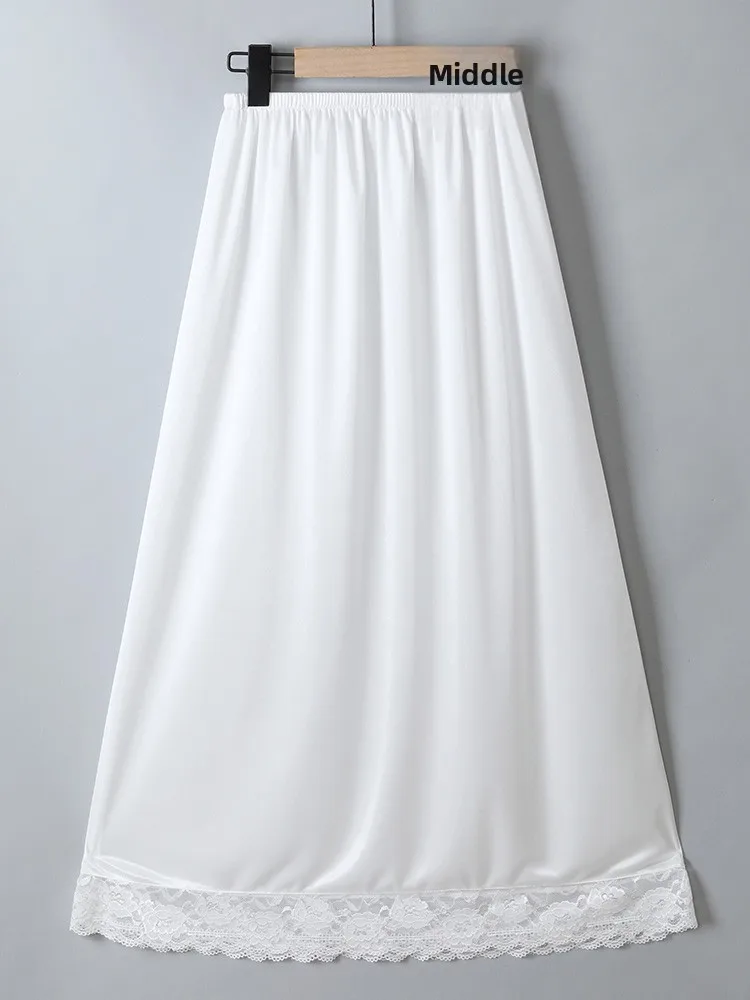 2026 New Lace under Skirt Women's Loose Base Layer Summer Hanfu Inner Midi Skirt Anti-Light High Waist A-Line  Color