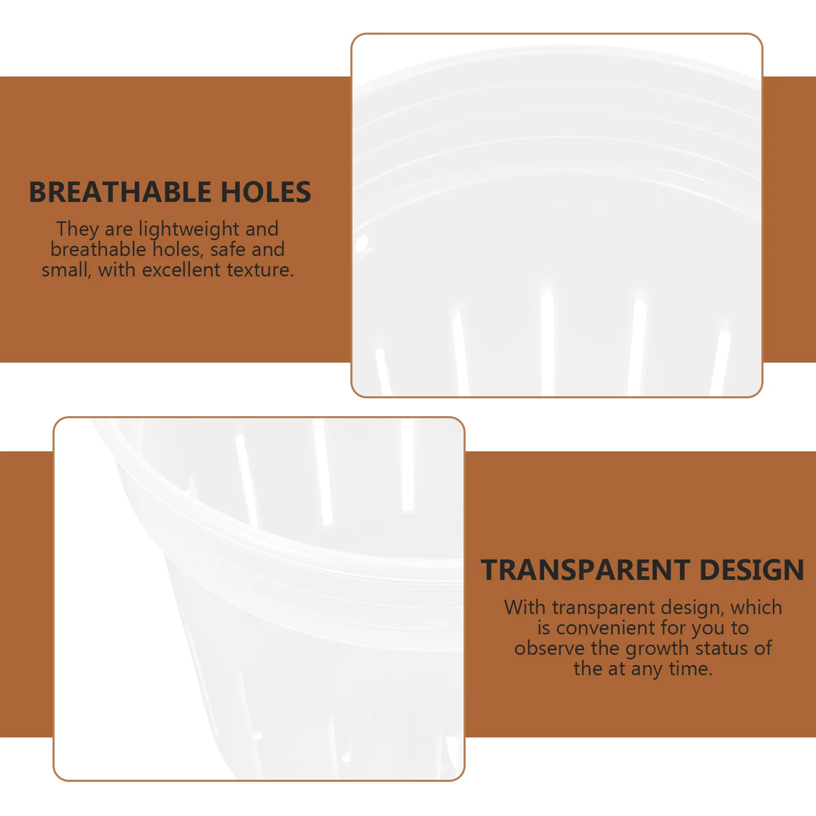 

4Pcs Plastic Plant Nursery Pots Transparent Orchid Planters Breathable Potting Containers for Succulents Cuttings Germination