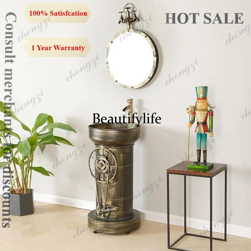 D1089 wrought iron wash basin retro industrial style creative bathroom washbasin toilet personalized washbasin washbasin