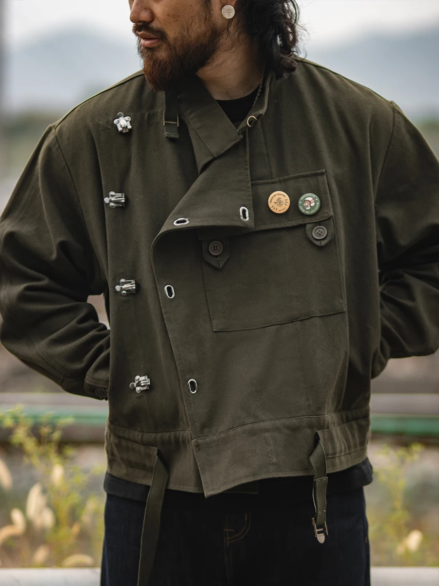 

American Retro Motorcycle Jaet Men's Ameika Khaki Old Money Sle Riding Hunt Coat Loose Fit Long Sve Autumn Outerwear