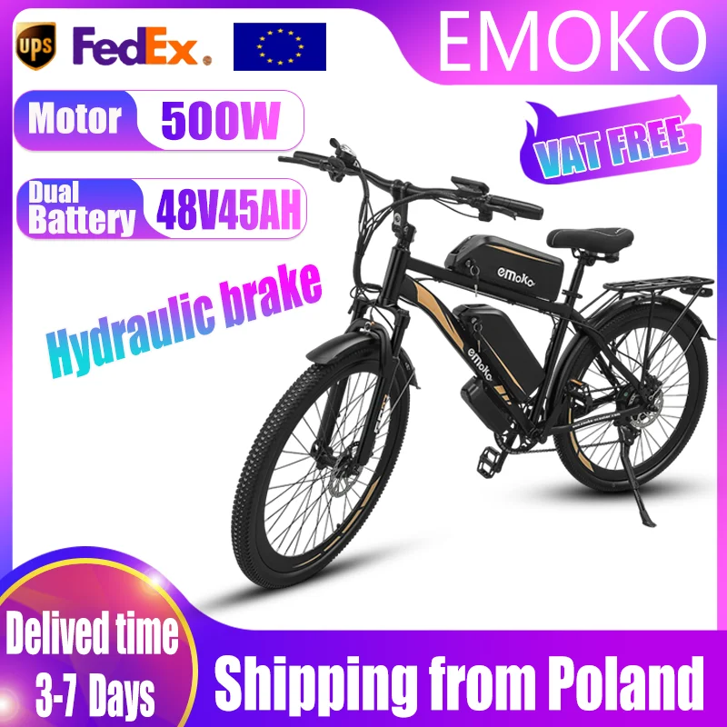 EMOKO EC27 500 واط موتور الكبار دراجة كهربائية 48V45AH بطارية مزدوجة قابلة للإزالة الفرامل الهيدروليكية E الدراجة 27.5 بوصة الإطارات دراجة كهربائية #1