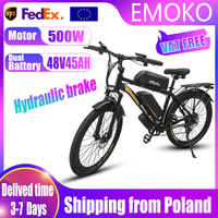 EMOKO EC27 500W Motor Adult Electric Bicycle 48V45AH Dual Removable Battery Hydraulic Brake E bike 27.5 Inch Tire Electric Bike
