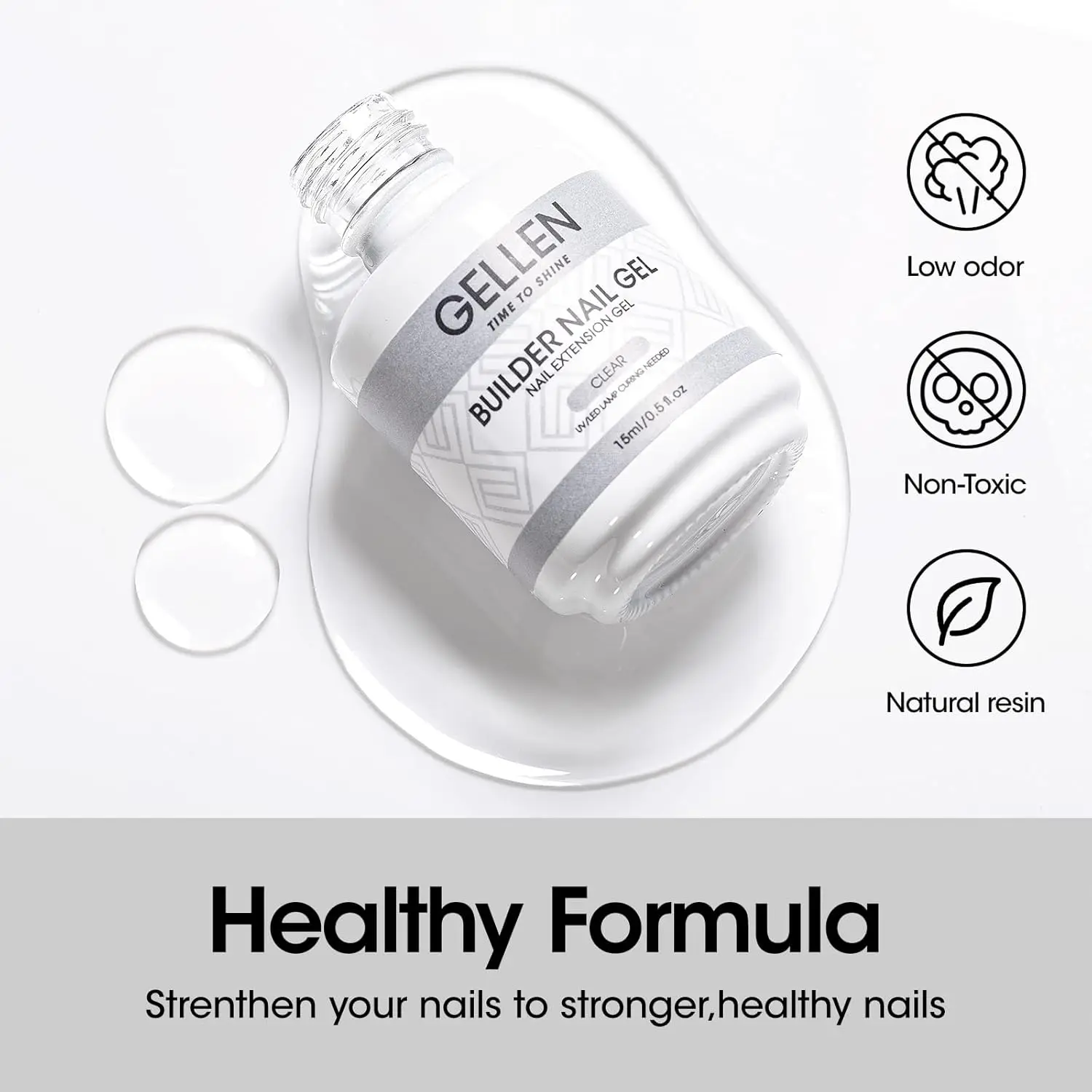 GELLEN Clear Builder Gel Nails Polish 7 in 1 Exetension for Thickening Sculpting Natural Nail Strengthener Supplies Art Home DIY