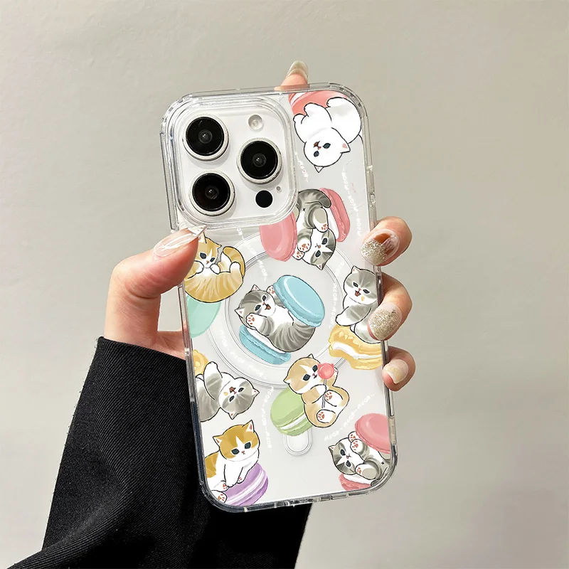 Japanische Illustration Mofusand Kabelloses Ladeetui für iPhone 17 Air 16 E 15 14 Plus 13 12 Mini 11 Pro Max Silikonhülle
