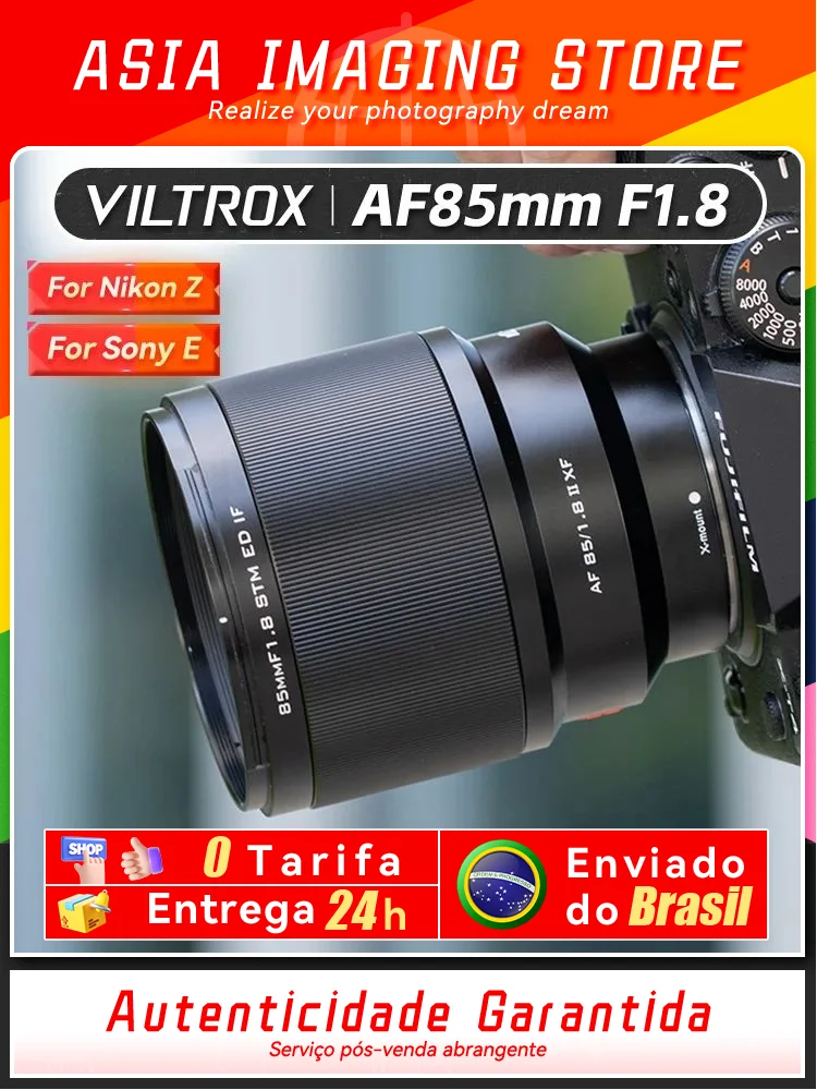 【 Do Brasil 】 Viltrox AF 85mm F1.8 II Full Frame Mirrorless Camera Lens for Sony ZVE10 A7IV A7III A7 Nikon Z Fuji XF 85 1.8