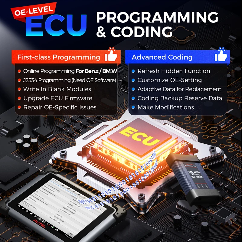 أداة تشخيص Autel MaxiSys Elite II Pro لمدة عامين، ماسح تحديث مجاني DoIP CANFD ECU برمجة الترميز 40 خدمة