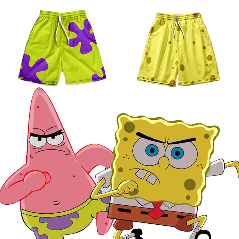 Spongebob Patrick Star Cartoon Shorts Animation Home Pajama Pants Ultra-Thin Breathable Three-Quarter Pants Beach Birthday Gift