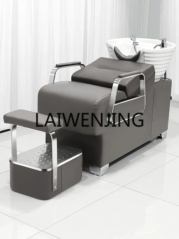 RWJ Internet Celebrity Barber Shop Ceramic Basin Thai Semi-Lying Stainless Steel Flushing Bed