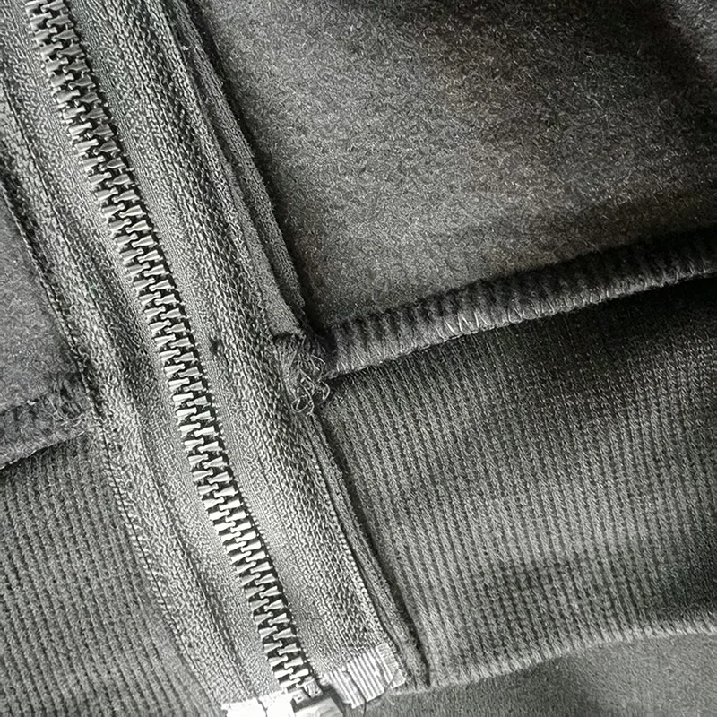Herren Alt Gothic Zip-Up Hoodie Y2k High Street American Style Dunkler Dornen-Print Fleece-gefütterter Loser Biker Herbst-Winter-Sweatshirt – Detail 2