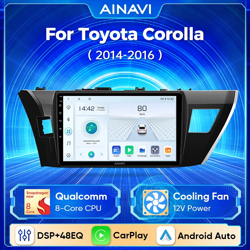 

Ainavi 2Din Android13 Car Radio For Toyota Corolla 11 2012-2016 E170 E180 Multimedia Player Carplay Auto Stereo 4G Wifi DSP 2DIN