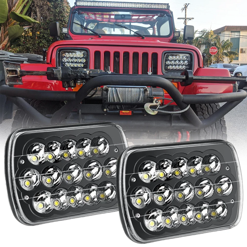 Faros delanteros LED de 5x7 "7x6" H6054 H5054 para Jeep Wrangler YJ Cherokee XJ Comanche MJ Savana S10 Blazer Express Van