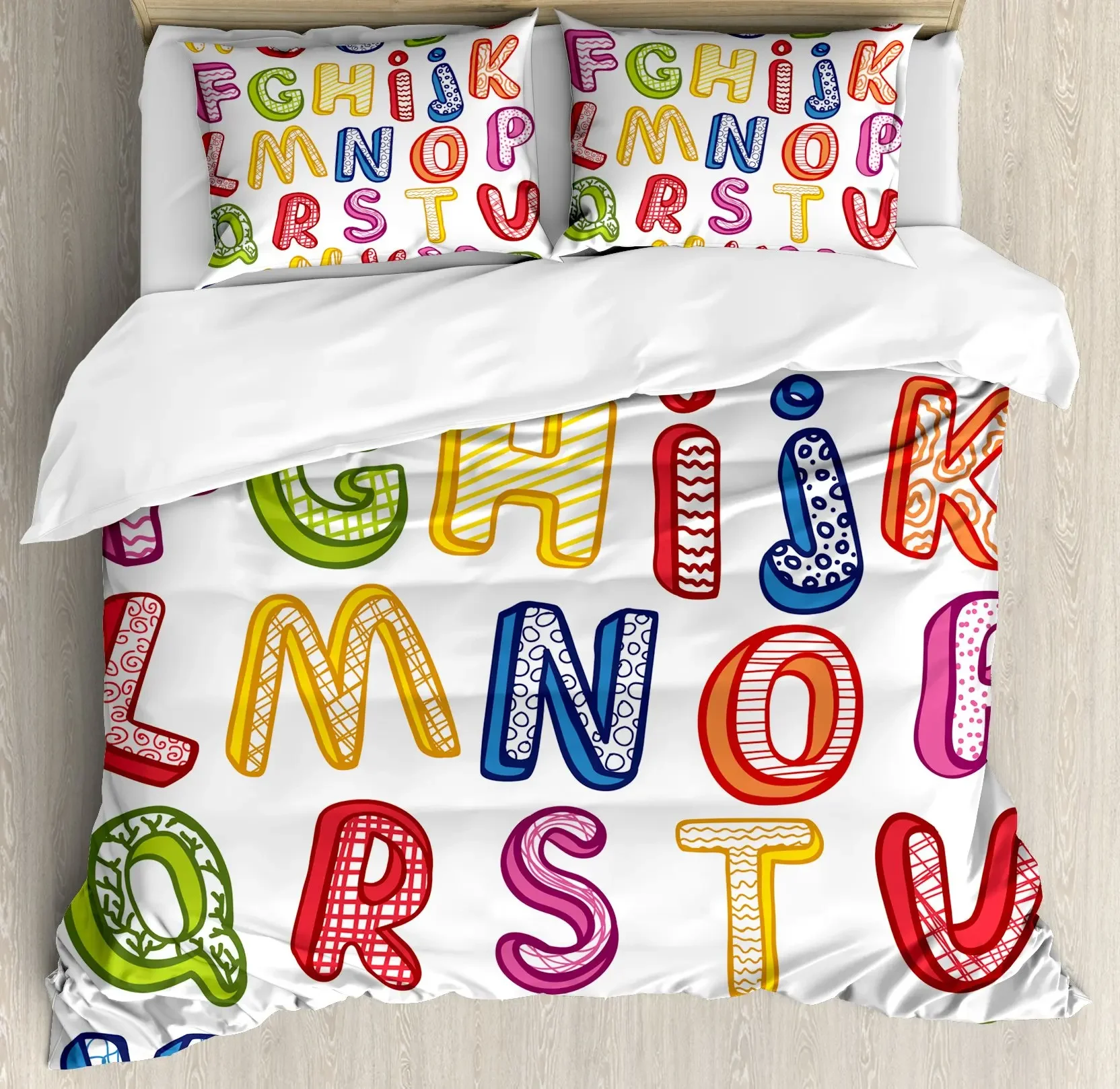 

Комплект постельного белья Science Duvet Cover Set, с рисованными вручную буквами и узорами, декоративный комплект из 3 предметов с 2 наволочками, размер Queen/Full