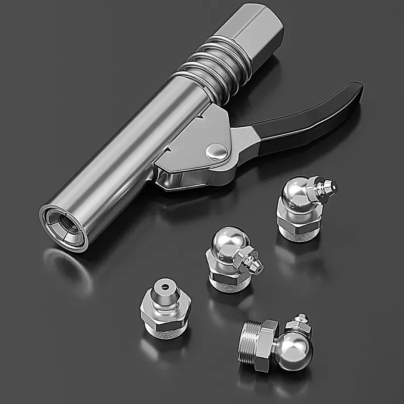 10000Psi Upgrade Steel Core Grease Gun Coupler Mini Manual Grease Pump Head Lubrication Nozzle Quick Lock Nozzle Heavy Duty