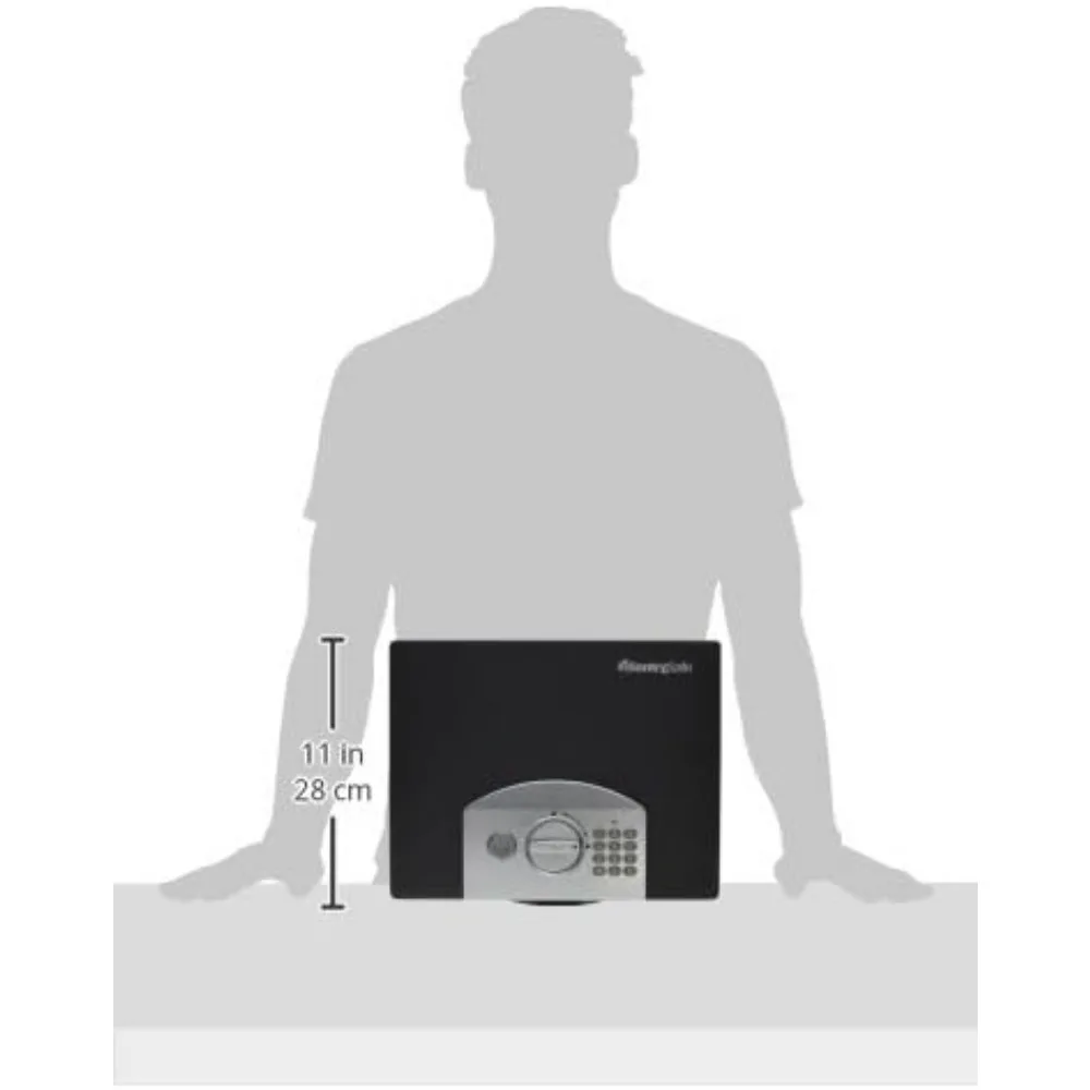 Cassetta di sicurezza nera portatile con serratura a tastiera digitale, piccola cassaforte da viaggio in acciaio con maniglia per il trasporto di denaro, 0,21 piedi cubi