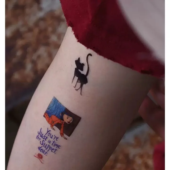 

Cartoon Coraline Y La Puerta Secreta Temporary Tattoos Cover The Scar Art Tatoo Waterproof Fake Tattoo Sticker for Woman Man