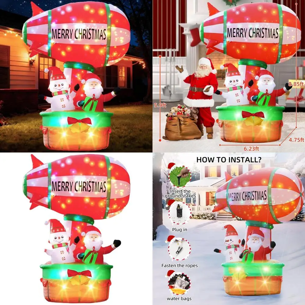 

9-Foot Santa Claus Hot Air Balloon Inflatable with LED Lights - Outdoor Christmas Yard Decoration
