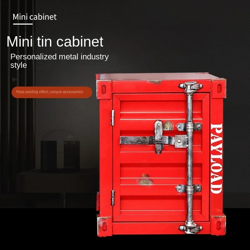 Joylive Industrial Style Container Locker for Bedroom Wrought Iron Bedside Table Decoration Small Cabinet Small Storage Cabinet