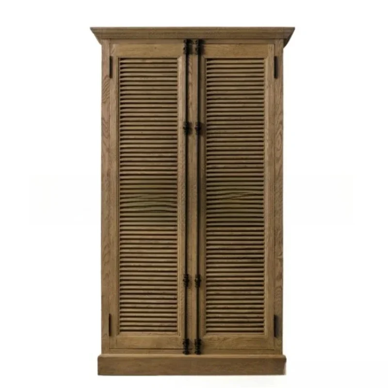 high quality American solid wood, bedroom shutter , retro log, double door wardrobe