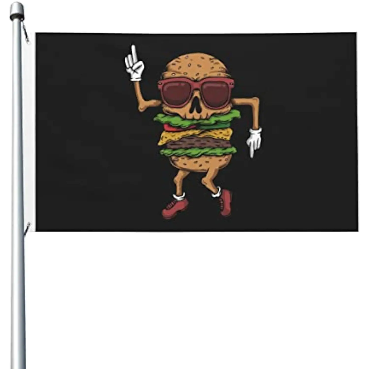 Dancing Skull Burger Flag Single-sided Printing Outdoor Durable Banner 3x5FT 4x6FT Patio Decor