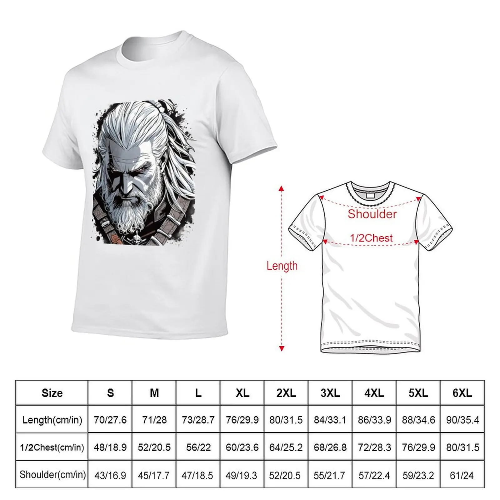 Geralt of Rivia animated T-Shirt t shirt men 100% cotton luxury brand funny t shirts man T-Shirt