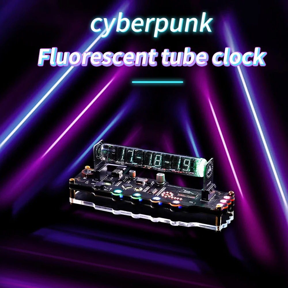 Kolor cyfrowy ekran Quasi Nixie Tube zegar biurkowy elektroniczny czas świecący tuba budzik nowatorski prezent urodzinowy