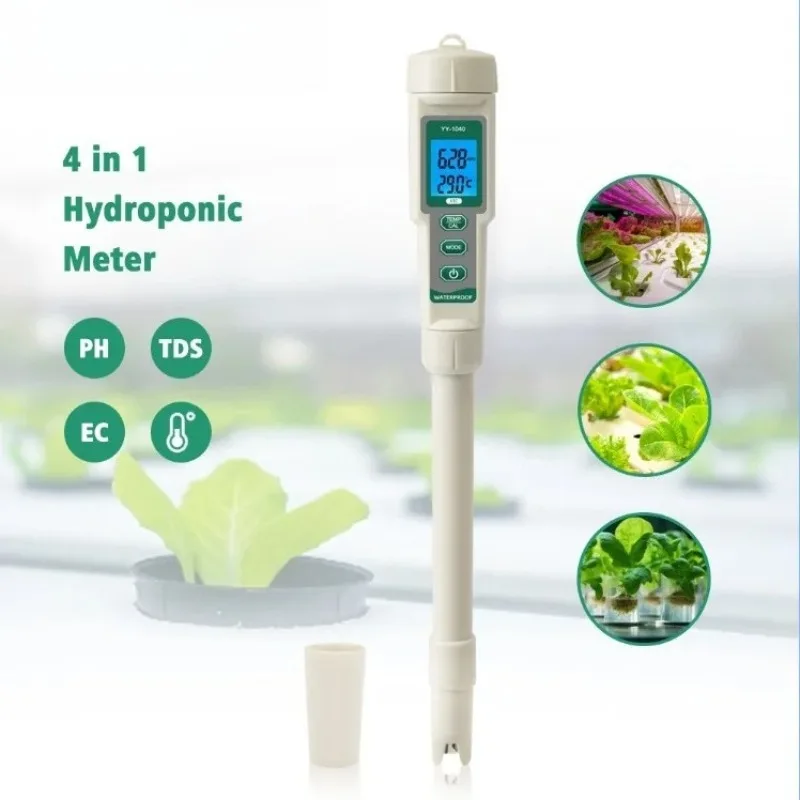 High Quality Digital LCD Backlight Screen 4 in 1 Multifunctional Hydroponic Tester EC/TDS/Temperature/Acidity Meter