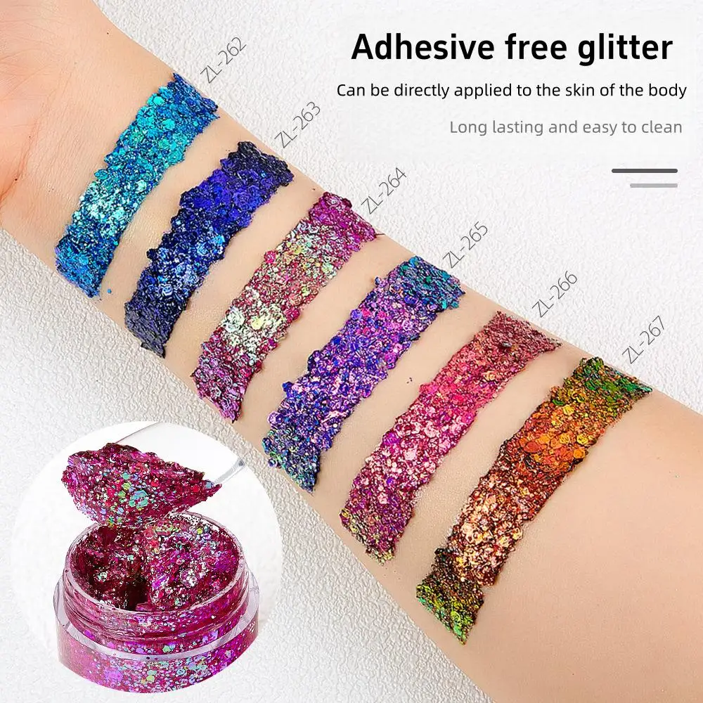 Chameleon Glitter Gel Sequins for Eye & Body Hair Makeup,Long-Lasting Shimmer Face Make Up Decorations for DIY Art Parties