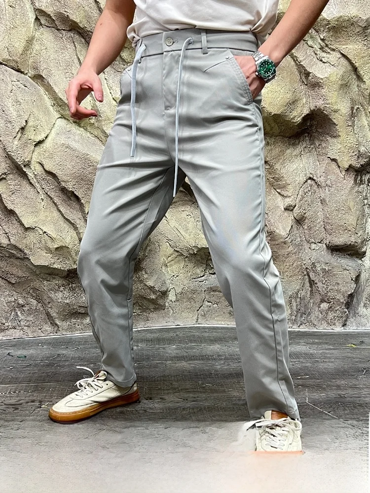 

Мужские повседневные брюки с эластичной резинкой на талии, дышащие, Qui Dry, уличная серия, осенние новые легкие прямые брюки из полиэфирного волокна