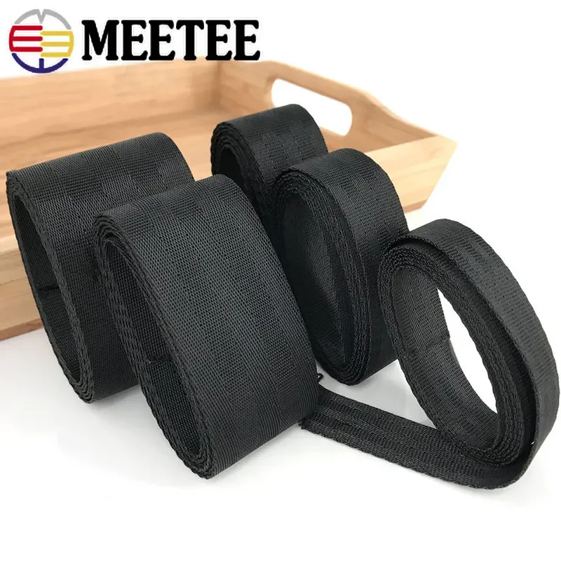 5Meters 20-50mm Black Polyester Nylon Webbing Backpack Bag Strap Seat Belt Decorative Ribbon Tape DIY Garment Sewing Accessories