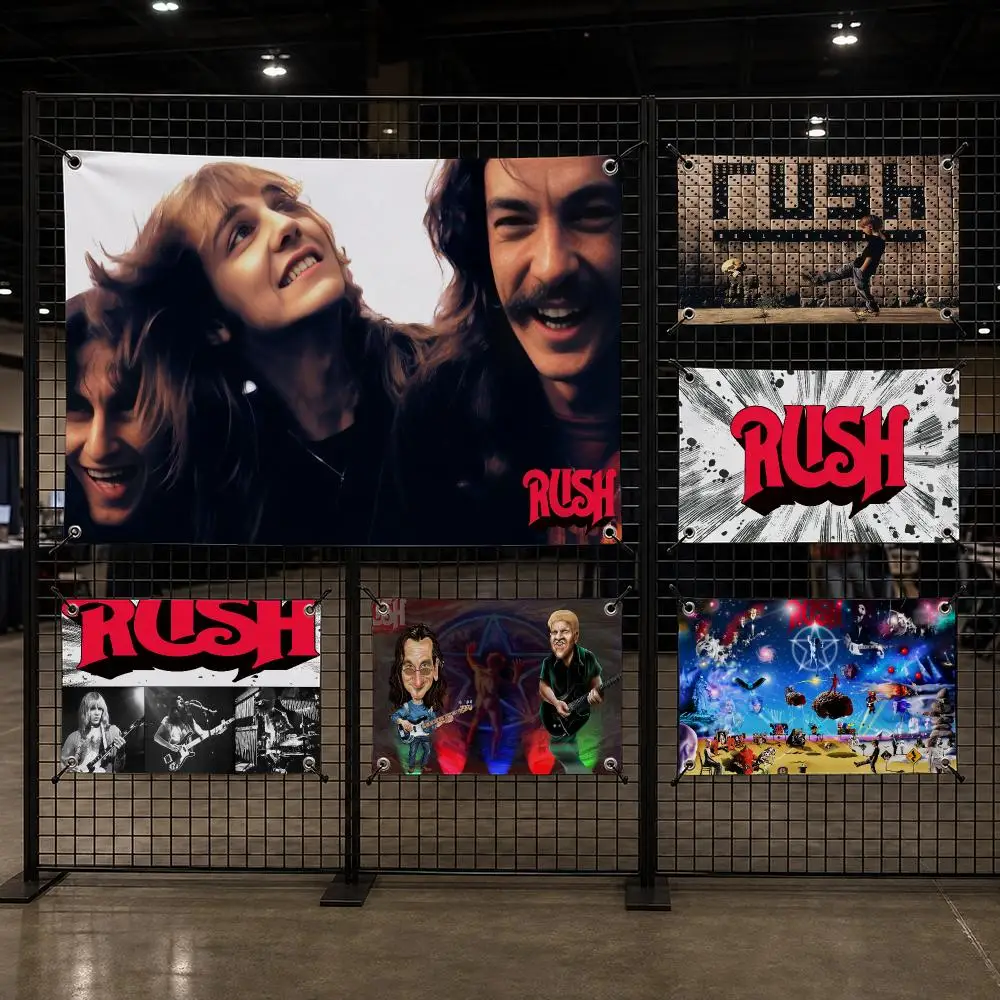 Cool Metal Rock R-RUSH Heavy Flags Interior Wall Hanging Background Art Banner Bedroom Home Living Room Outdoor Party Decor