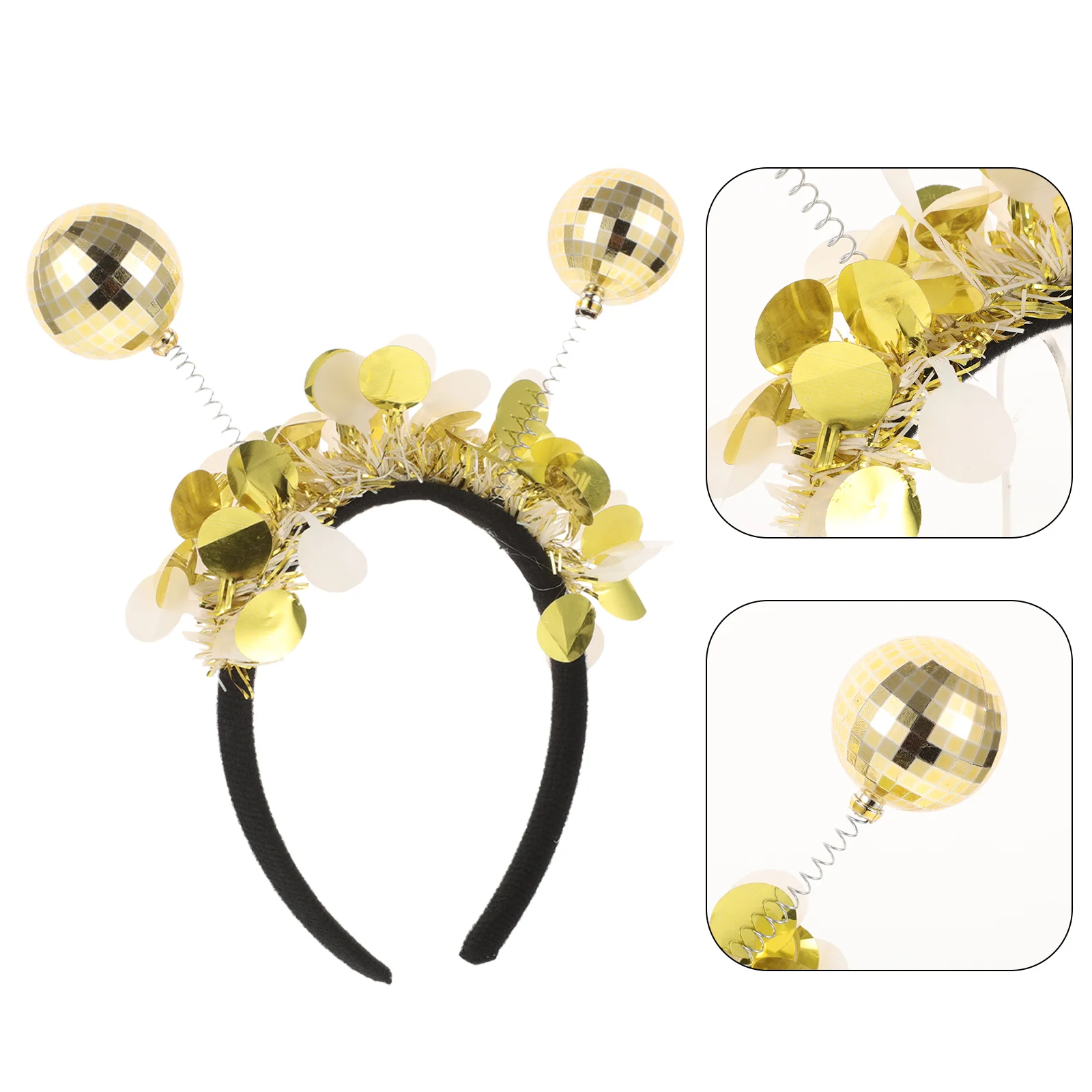 

2 Pcs Golden Ball Headband Party Hair Unique Christmas for Cosplay Plastic Women