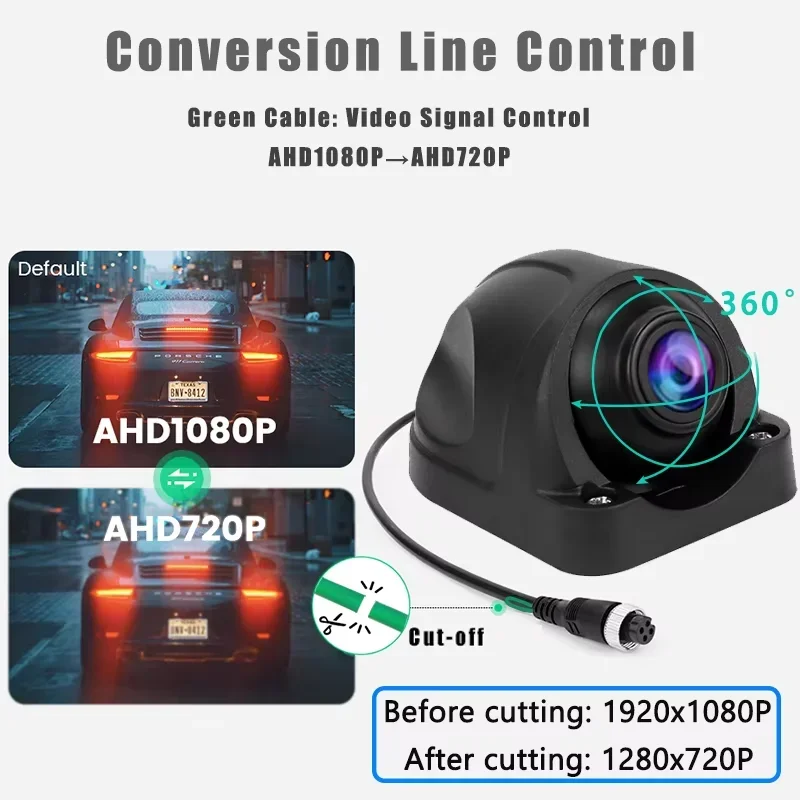 AHD 1080P/720P Wide Angle Side Backup Camera Starlight Night Vision IP Waterproof Heavy Duty Vehicle Camera For Truck Bus RV Van