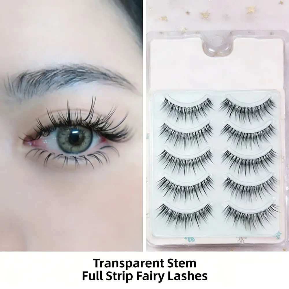 

5 Pairs Black Anime-Inspired False Eyelashes 12MM Easy To Wear DIY Lashes Extension Cos Curvature C Comic Eye Fake Eyelashes