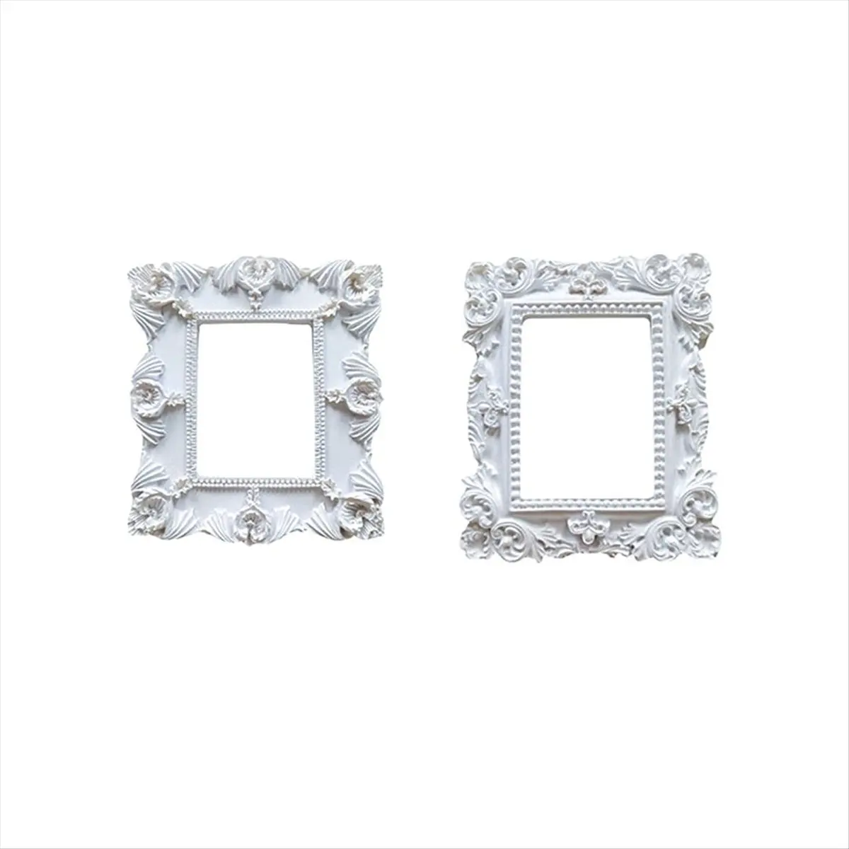 B-est 5Pcs Mini Frames -White Small Vintage Flower Oval Rectangle Baroque Frames Table Top Frame for Holiday Partys Decor