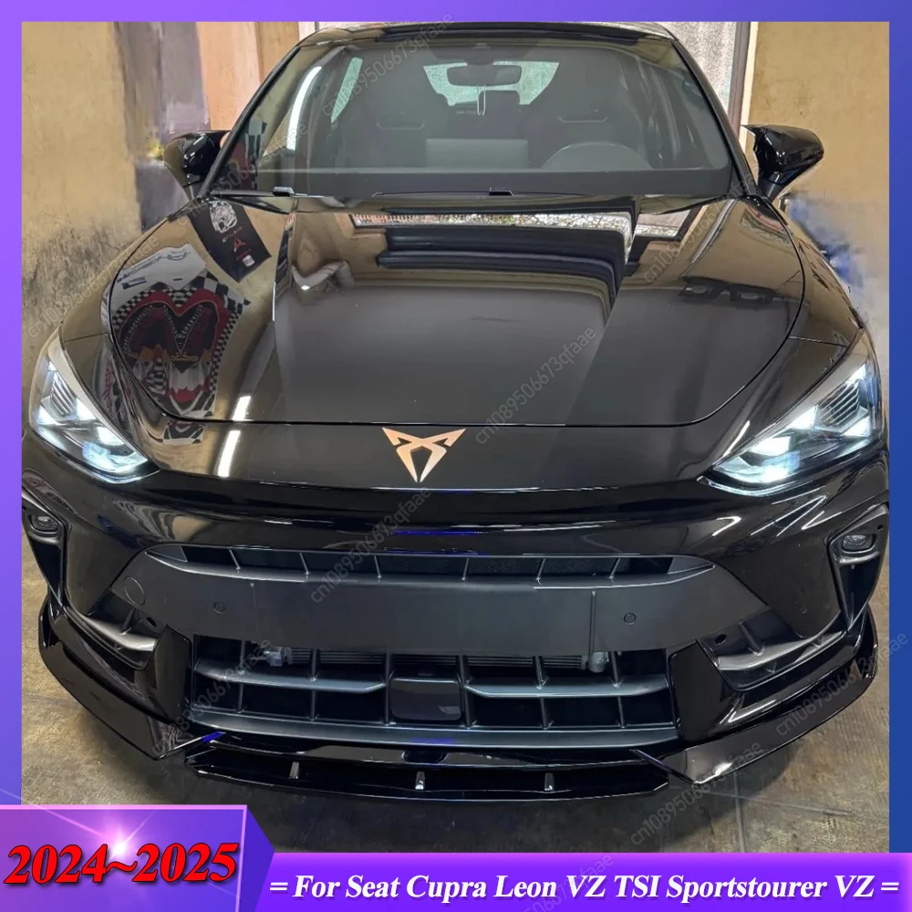 

Комплект из 4 накладок на передний бампер (диффузор, сплиттер, спойлер) для Seat Cupra Leon VZ TSI Sportstourer VZ 2024-2025, черный, тюнинг-комплект