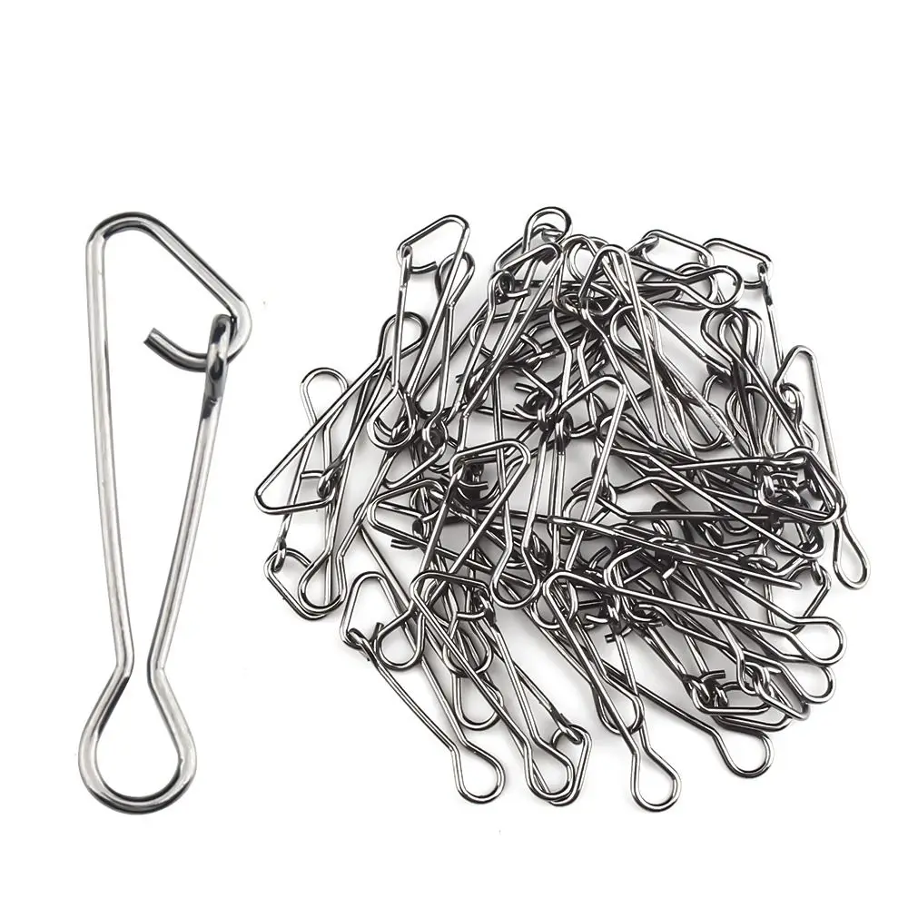 

100pcs Stainless Steel Fishhook Line Lure Snap Strong Pulling Force Lightweight Fishing Connector Interlock Pin