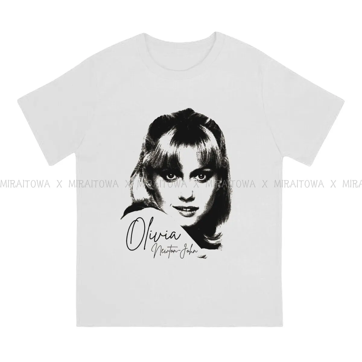 Beauty Fashion TShirts Olivia Newton John Men Style Pure Cotton Streetwear T Shirt Round Neck