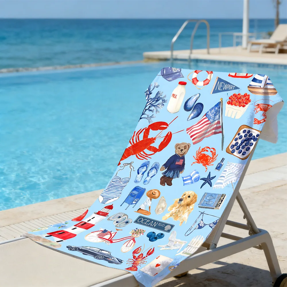 Stylish Coastal Watercolor Beach Towel – Soft, Lightweight & Quick Dry for Beach Days, Poolside & Summer Outdoor Activities