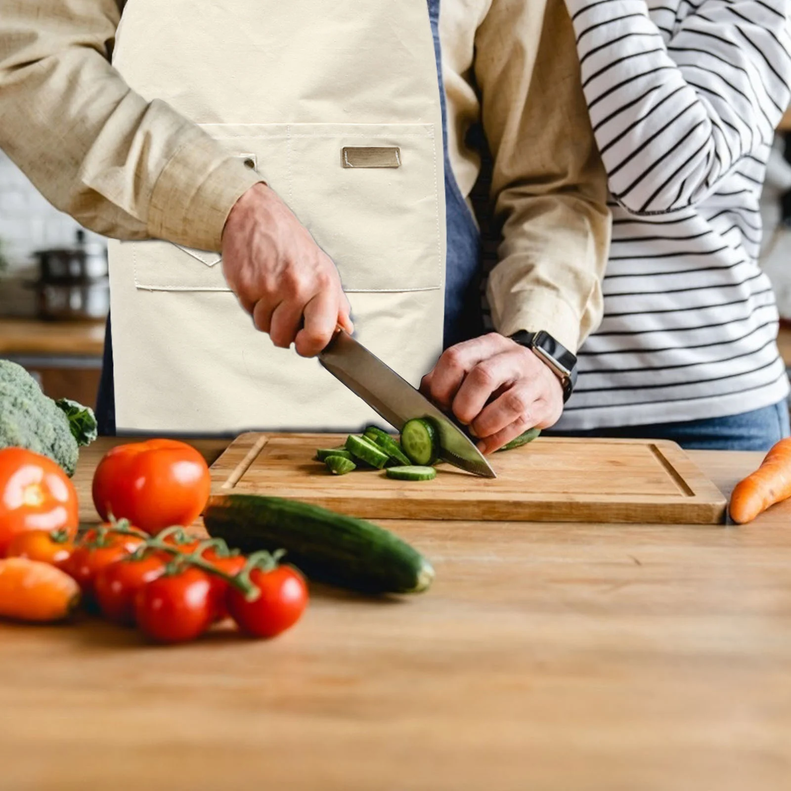 مريلة مطبخ قطنية مقاومة للزيت للنساء والرجال، قابلة للتعديل بدون أكمام، ملابس عمل لتنظيف الخبز والشواء #4