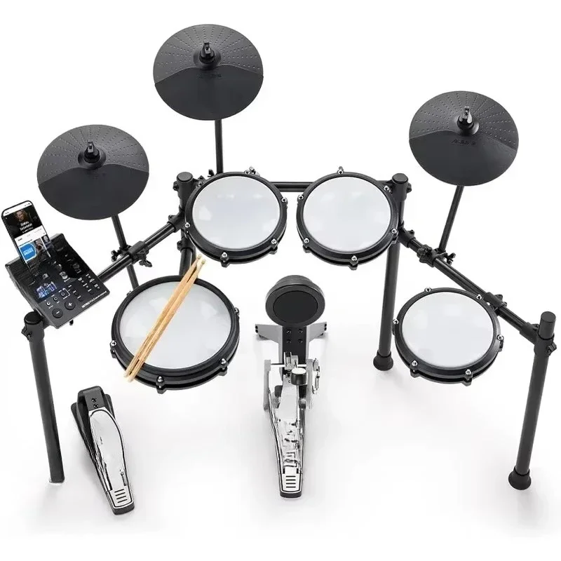 

Sellers.Nitro Max Kit Electric Drum Set with Quiet Mesh Pads, 10" Dual Zone Snare, Bluetooth, 440+ Authentic Sounds.