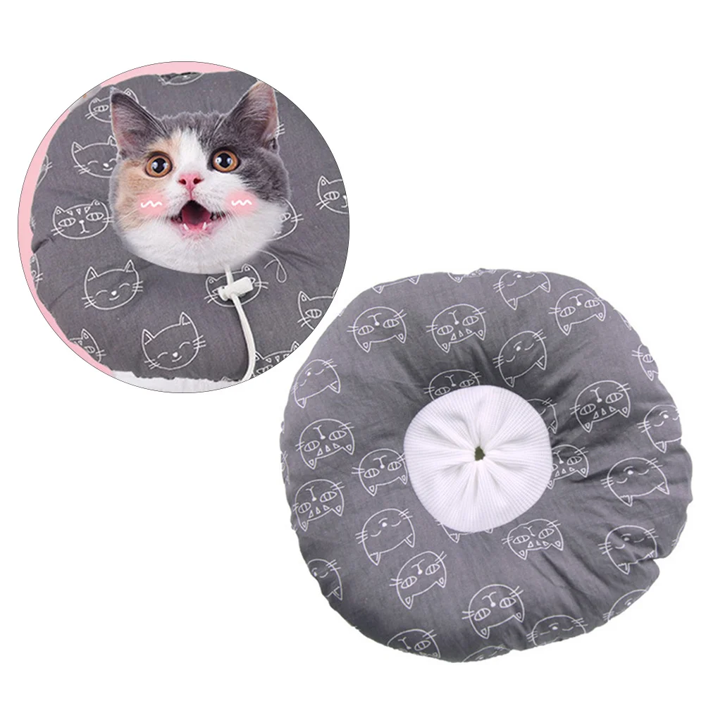 

Cat Elizabethan Collar Grey Large Breathable Anti-Lick Recovery Collar For Cats Kitten Post-Surgery Protective Cone